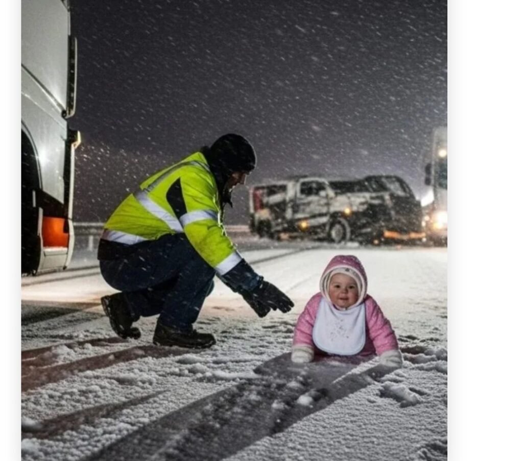Η Λευκή Σκιά στους Προβολείς Ήταν μια από εκείνες τις χειμωνιάτικες νύχτες που καταπίνουν κάθε ήχο. Ο δρόμος άδειος, ο ουρανός βαριά χαμηλωμένος, και το χιόνι έπεφτε αργό, σαν νυσταγμένα φτερά που κατέβαιναν από τον ουρανό. Έπειτα από δώδεκα ώρες οδήγησης, ένας οδηγός φορτηγού συνέχιζε επίμονα ανάμεσα στους σωρούς, με την υπομονή κάποιου που ξέρει πως ενάντια στον πάγο δεν κερδίζεις. Το σπίτι του απείχε μόνο λίγα μίλια. Και τότε, ο κόσμος περιορίστηκε σε μια μικρή λευκή φιγούρα, παγιδευμένη μέσα στη δέσμη των προβολέων του· μικρή, κινούμενη, σχεδόν εξωπραγματική. Επιβράδυνε προσεκτικά, νιώθοντας το ABS να πάλλεται κάτω από το πόδι του. Το φορτηγό τραντάχτηκε και σταμάτησε—μόλις ένα μέτρο πριν από ένα μικρό κορμί στη μέση του δρόμου. Ένα Παιδί Ενός Έτους στο Πουθενά Άνοιξε την πόρτα και βγήκε στο χιόνι. Ο αέρας τού χτύπησε το πρόσωπο σαν λεπίδα. Εκεί, πάνω στη διαχωριστική γραμμή, ένα παιδί—όχι πάνω από ενός έτους—σερνόταν φορώντας μια λευκή σαλιάρα πάνω από λεπτές πιτζάμες. Χωρίς σκουφί, χωρίς γάντια. Τα γυμνά του πόδια άγγιζαν τον πάγο σαν μικρά κέρματα πάνω σε γυαλί. Τα μάγουλά του ήταν βάφτη κόκκινα από το κρύο, τα χείλη του έτρεμαν, και η ανάσα του σχημάτιζε μικρές τούφες ατμού. «Ω, Θεέ μου…» ψιθύρισε, σηκώνοντάς το στην αγκαλιά. Ήταν απίστευτα ελαφρύ—και παγωμένο, πολύ παγωμένο για ένα παιδί. Η Λεπτομέρεια Που Έσπειρε Πραγματικό Φόβο Το τύλιξε με το σακάκι της, πιέζοντάς το στο στήθος της για να του δώσει ζέστη. Τότε το είδε—και το στομάχι της σφίχτηκε. Στο φως των προβολέων, μικρά σωματίδια γυάλιζαν στο μανίκι και στην παλάμη του παιδιού. Δεν ήταν χιόνι. Ήταν γυαλί. Και στον καρπό του, ένα βραχιόλι νοσοκομείου, με τη σημερινή ημερομηνία, ένα επίθετο και μια ώρα. Ένα μωρό στο δρόμο. Γυαλί επάνω στο δέρμα του. Ένα ολοκαίνουργιο βραχιόλι εισαγωγής. Όλα έδειχναν πως ό,τι είχε συμβεί, είχε συμβεί πολύ πρόσφατα—και όχι μακριά από εκεί. Η Απόφαση στο Σκοτάδι Κρατώντας το παιδί με το ένα χέρι, κάλεσε το 112. Έδωσε τον δείκτη των μιλίων και είπε λόγια που κανείς δεν περιμένει να χρειαστεί να πει: «Ένα νεογέννητο είναι στο δρόμο. Είναι ζωντανό, αλλά παγωμένο. Έχει γυαλί στο δέρμα. Νομίζω πως έγινε κάποιο ατύχημα.» «Κρατήστε το μαζί σας», είπε ο χειριστής. «Ζεστό. Μην το αφήσετε.» Έβγαλε το θερμικό παρκά, το τύλιξε γύρω από το παιδί και πρόσθεσε μια κουβέρτα έκτακτης ανάγκης. Τα μικρά δάχτυλα έκλεισαν αδύναμα γύρω από το γιακά της. «Θα σε φροντίσω εγώ», μουρμούρισε. «Είσαι ασφαλής.» Το Κρυμμένο Αποτύπωμα στο Χιόνι Μια δυνατή ριπή ανέμου σήκωσε το χιόνι και αποκάλυψε ό,τι είχε προσπαθήσει ο δρόμος να κρύψει: μια φρέσκια ρωγμή στο φράγμα εκχιονισμού, αχνά σημάδια ολίσθησης προς τον ώμο, και μια σειρά από μικρά, ρηχά ίχνη—χέρια, γόνατα—που οδηγούσαν από το κενό μέχρι το προστατευτικό κιγκλίδωμα. Αν το μωρό είχε συρθεί μέχρι εκεί, τότε κάτι—ή κάποιος—βρισκόταν πιο κάτω. «Νομίζω πως υπάρχει όχημα στην πλαγιά», είπε στον χειριστή. «Θα το ελέγξω. Δεν θα το αφήσω μόνο.» Πίεσε το μωρό στο στήθος της, το στερέωσε στο μπουφάν της και προχώρησε προς το φράγμα. Το Φαράγγι Το φως του φακού της φώτισε μια αμήχανη σιλουέτα μισοθαμμένη στο φρέσκο χιόνι. Ατμός έβγαινε από το βαθουλωμένο καπό. Ένα SUV ήταν αναποδογυρισμένο στο πλάι, στη ρηχή χαράδρα. Τα αλάρμ σβηστά. Καμία φωνή. Μόνο χειμώνας και το τικ-τακ ενός κινητήρα που κρύωνε πολύ γρήγορα. «Εντοπίστηκε όχημα», ανέφερε. «Χωρίς φλόγες. Κατεβαίνω.» Γλίστρησε, πιάστηκε, κατέβηκε προσεκτικά. Μπροστά στο παράθυρο του συνοδηγού—ένα πλέγμα από ρωγμές—έβαλε τα χέρια της για σκιά και κοίταξε μέσα. Μια γυναίκα κρεμόταν από τη ζώνη ασφαλείας, με τον αερόσακο άδειο δίπλα της σαν ξεφούσκωτος πνεύμονας. Το μέτωπό της χλωμό, τα μάτια κλειστά. Λεπτή ομίχλη σχηματιζόταν στο παρμπρίζ με κάθε ανάσα της. «Κυρία! Με ακούτε;» Τα βλέφαρά της τρεμόπαιξαν. Ένα μικρό, αδύναμο νεύμα. Δύο Ζωές, Μια Στιγμή Θυμήθηκε όσα είχε μάθει από ένα παλιό σεμινάριο πρώτων βοηθειών: διατήρησε τον αεραγωγό καθαρό, μην στρίβεις τη σπονδυλική στήλη, σταθεροποίησε όσο μπορείς και κάλεσε βοήθεια. «Έχω το μωρό σας», είπε δυνατά. «Είναι καλά—είναι μαζί μου.» Ένας ασθενής ήχος, μισός λυγμός, μισή ανακούφιση, ξέφυγε από τα χείλη της γυναίκας. «Οι μονάδες είναι τέσσερα λεπτά μακριά», ακούστηκε ο διασώστης από το τηλέφωνο. «Μπορείτε να την κρατήσετε ξύπνια;» «Είμαι εδώ…» ψιθύρισε η γυναίκα, μπερδεμένη. «Πού… πού είναι;» «Μαζί μου. Ζεστό. Έρχεται βοήθεια.» Στήριξε το κεφάλι της γυναίκας με το αντιβράχιό της και συνέχισε να της μιλά—για το χιόνι, για τα φώτα του φορτηγού, για την κουβέρτα που θα τις σκέπαζε όταν έφταναν οι διασώστες. Πάνω απ’ όλα, την κρατούσε ξύπνια. Το μωρό στριφογύρισε ελαφρά πάνω στο στήθος της, μια μικρή σπίθα ζεστασιάς μέσα στο παγωμένο σκοτάδι. Κόκκινο και Μπλε στο Λευκό Οι σειρήνες αντήχησαν πρώτα σαν μακρινότερη προσευχή και μετά πλημμύρισαν τη χαράδρα με χρώματα—κόκκινο και μπλε μέσα στο άσπρο του χιονιού. Οι διασώστες όρμησαν: η μία ομάδα προς τη μητέρα, τοποθετώντας αυχενικό κολάρο και κόβοντας τη ζώνη, η άλλη προς το μωρό, με παιδιατρικό εξοπλισμό και θερμαντικές συσκευές.