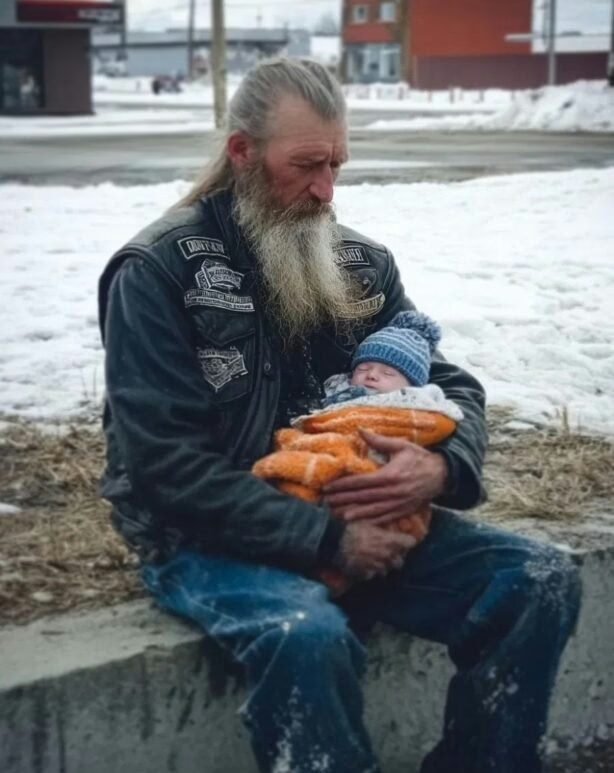 Στα εβδομήντα ένα του χρόνια, ο Τανκ κουβαλούσε μια ιστορία ζωής που ελάχιστοι θα μπορούσαν να φανταστούν. Βετεράνος του Βιετνάμ και σκληροτράχηλος μοτοσικλετιστής, σημαδεμένος από χιλιάδες μίλια ασφάλτου, είχε επιβιώσει από καβγάδες σε μπαρ, από ατυχήματα και από την απέραντη μοναξιά των ατέλειωτων αυτοκινητοδρόμων. Μα τίποτα από όσα είχε ζήσει δεν τον είχε προετοιμάσει για αυτό που θα έβρισκε ένα παγωμένο βράδυ, στο μπάνιο ενός ερημωμένου βενζινάδικου στη Μοντάνα. Στο πάτωμα, τυλιγμένο πρόχειρα με μια φθαρμένη κουβέρτα, βρισκόταν ένα νεογέννητο κοριτσάκι. Τα μικροσκοπικά της χείλη είχαν πάρει μια γαλαζωπή απόχρωση από το κρύο· η ζωή της κρεμόταν από μια κλωστή. Ανάμεσα στις τσαλακωμένες πτυχές του υφάσματος, ένα σημείωμα ικέτευε για σωτηρία: «Το όνομά της είναι Χόουπ. Δεν έχω χρήματα για τα φάρμακά της. Σας παρακαλώ, σώστε τη». Τα τραχιά, σημαδεμένα χέρια του Τανκ έτρεμαν όταν τη σήκωσε. Στον λιλιπούτειο καρπό της, ένα βραχιολάκι νοσοκομείου αποκάλυπτε την αμείλικτη αλήθεια: «Σοβαρή συγγενής καρδιοπάθεια – απαιτείται επέμβαση εντός 72 ωρών». Έξω, η χειρότερη χιονοθύελλα των τελευταίων σαράντα χρόνων μαινόταν ανελέητη. Οι δρόμοι ήταν αποκλεισμένοι, η βοήθεια φαινόταν άπιαστη και το μοναδικό νοσοκομείο που θα μπορούσε να την αναλάβει βρισκόταν εκατοντάδες μίλια μακριά. Ο χρόνος κυλούσε εναντίον τους· η μικρή Χόουπ χανόταν λεπτό με το λεπτό. Χωρίς δεύτερη σκέψη, ο Τανκ την έχωσε μέσα στο δερμάτινο μπουφάν του, κοντά στο στήθος του, και όρμησε μέσα στην καταιγίδα. Για οκτώ ατελείωτες ώρες, προχωρούσε σπρώχνοντας μέσα σε χιόνια που του έφταναν μέχρι τη μέση. Τον κινούσε μόνο το πείσμα του και οι αχνές, αδύναμες κραυγές του μωρού που πάλευε να ζήσει. Κάθε του βήμα ήταν βάσανο, κι όμως ο Τανκ της ψιθύριζε λόγια παρηγοριάς, υποσχόμενος ότι δεν θα την άφηνε ποτέ. Με το πρώτο φως της μέρας, εξαντλημένος και σχεδόν παραλυμένος από το κρύο, έφτασε σε μια μικρή αγροτική κλινική. Παρέδωσε το μωρό στις αποσβολωμένες νοσοκόμες κι έπειτα σωριάστηκε στο πάτωμα. Εκείνες έδρασαν ακαριαία: τη ζέσταναν, τη σταθεροποίησαν και την προετοίμασαν για μεταφορά σε εξειδικευμένο νοσοκομείο. Αργότερα, οι γιατροί παραδέχτηκαν πως χωρίς την επιμονή και το κουράγιο του Τανκ, η Χόουπ δεν θα είχε επιβιώσει εκείνη τη νύχτα. Η απεγνωσμένη του μάχη ενάντια στην καταιγίδα της είχε χαρίσει τις ώρες που χρειαζόταν για να σωθεί. Η ιστορία διαδόθηκε γρήγορα· άγνωστοι τον χαιρέτιζαν ως ήρωα. Ο Τανκ, με την ταπεινή του τραχύτητα, απάντησε απλώς: «Έκανα αυτό που θα έκανε οποιοσδήποτε με καρδιά». Για τη Χόουπ, που μέρα με τη μέρα δυνάμωνε, ο Τανκ δεν ήταν απλώς ο σωτήρας της. Ήταν η ζωντανή απόδειξη ότι ακόμη κι ένας σκληρός, μοναχικός μοτοσικλετιστής μπορούσε να κρύβει στην καρδιά του μια απέραντη αγάπη — αρκετή για να οδηγήσει ένα μωρό μέσα από την πιο σκοτεινή καταιγίδα.